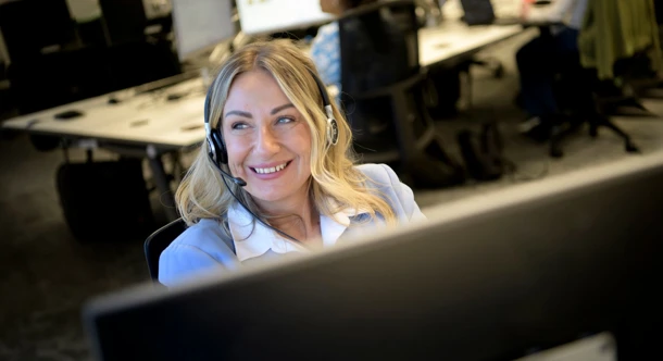 Operator reviewing information at a computer